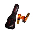 thumbnail image 1 of PAQUETE Estuche para guitarra eléctrica Funda para guitarra Gig bag, guitar case para trasporte y protección, color negro bordes rojos + Tahali strap correa Kidam GUITAR FIRE, 1 of 4