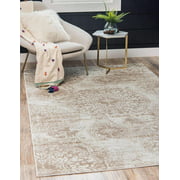 yayug Sofia Collection Area Traditional Vintage Rug, French Inspired Perfect for All Home Décor, 9' 0 x 12' 0 Rectangular, Tan/Ivory