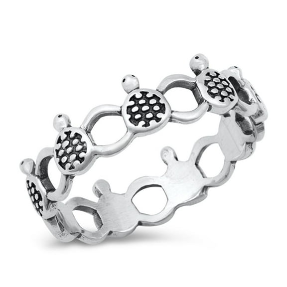 Eternity Turtle Infinity Ring .925 Sterling Silver Band Jewelry Female Male Unisex Size 4