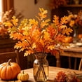thumbnail image 4 of 2 Pcs Artificial Fall Oak Leaves Branches,15 Inch Fake Autumn Foliage Branches for Table Centerpieces Vases Filler,Farmhouse Home Kitchen Thanksgiving Decor,Orange, 4 of 6