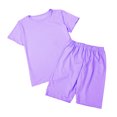 thumbnail image 2 of KOMOO Women 2Piece Bodycon Outfits Short Sleeve T-Shirt High Waist Shorts Yoga Tracksuit Sets, 2 of 3