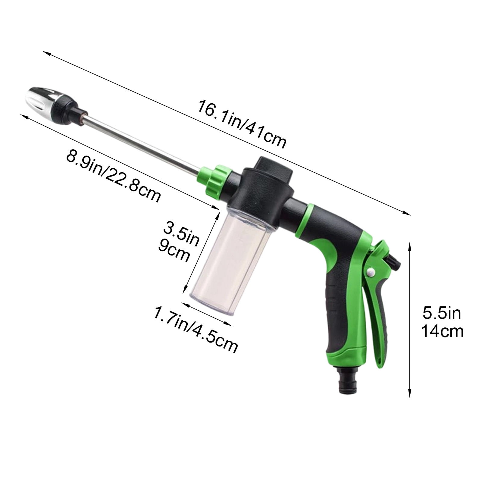 SCNOR Adjustable High Pressure Garden Hose Nozzle, Portable Car Wash Water Spray Cleaning Tool Green