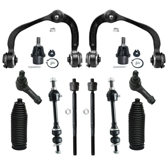 Detroit Axle - Front 12pc Suspension Kit 4WD Ford F-150 Lincoln Mark LT 2005 2006 2007 2008, 2 Upper Control Arms 2 Lower Ball Joints 2 Sway Bars 4 Outer Inner Tie Rods 2 Boots Replacement