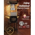 thumbnail image 5 of PopBria Popcorn Machine with Cart, Authentic 10oz Movie Theater Style Popcorn Maker with Warming Deck, 850W Vintage Standing Popcorn Machine for Home, Parties, Gift (Black and Gold), 5 of 7