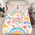 thumbnail image 2 of Homewish Graffiti Boho Rainbow Full Size Sheets,Colorful Flower Floral Bed Sheets,Pink Blue Orange Sheet Sets For Girls,Super Cozy Room Decor,4pcs, 2 of 7