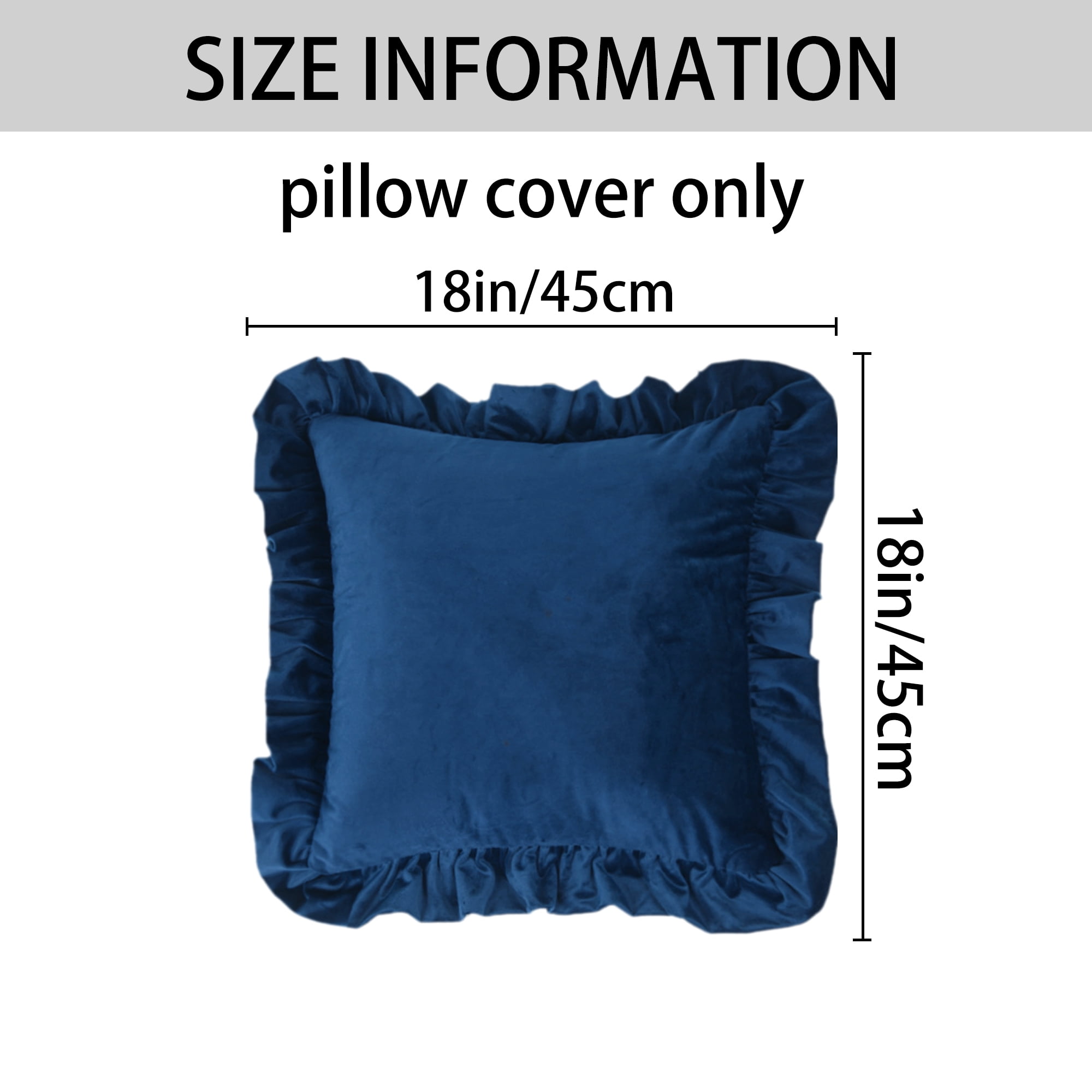 Unique Bargains 2 Pcs Scalloped Square Throw Pillow Covers Navy Blue/Pink 18" x 18"