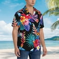 thumbnail image 3 of Gukieu Tropical Palm Leaves Print Men's Short-sleeved Shirts, Button-down Lapel Hawaiian Shirts, T-shirts, Beach Vacation Summer Casual Wear,XX-Large, 3 of 7