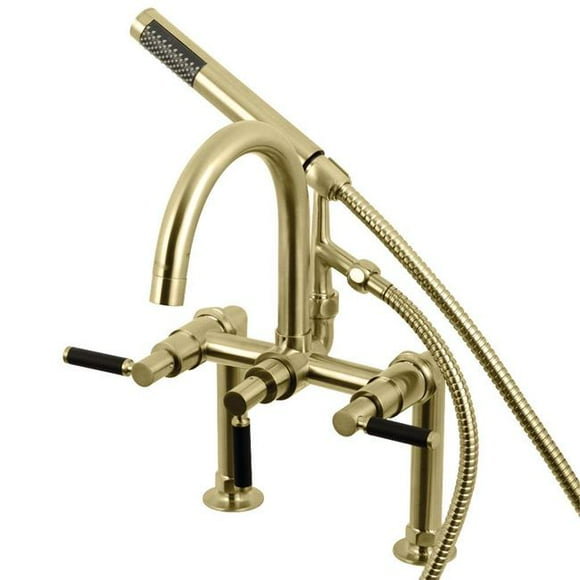 Aqua Vintage AE8107DKL Kaiser 2-Handle 7 in. Deck Mount Clawfoot Tub Faucet with Hand Shower, Brushed Brass