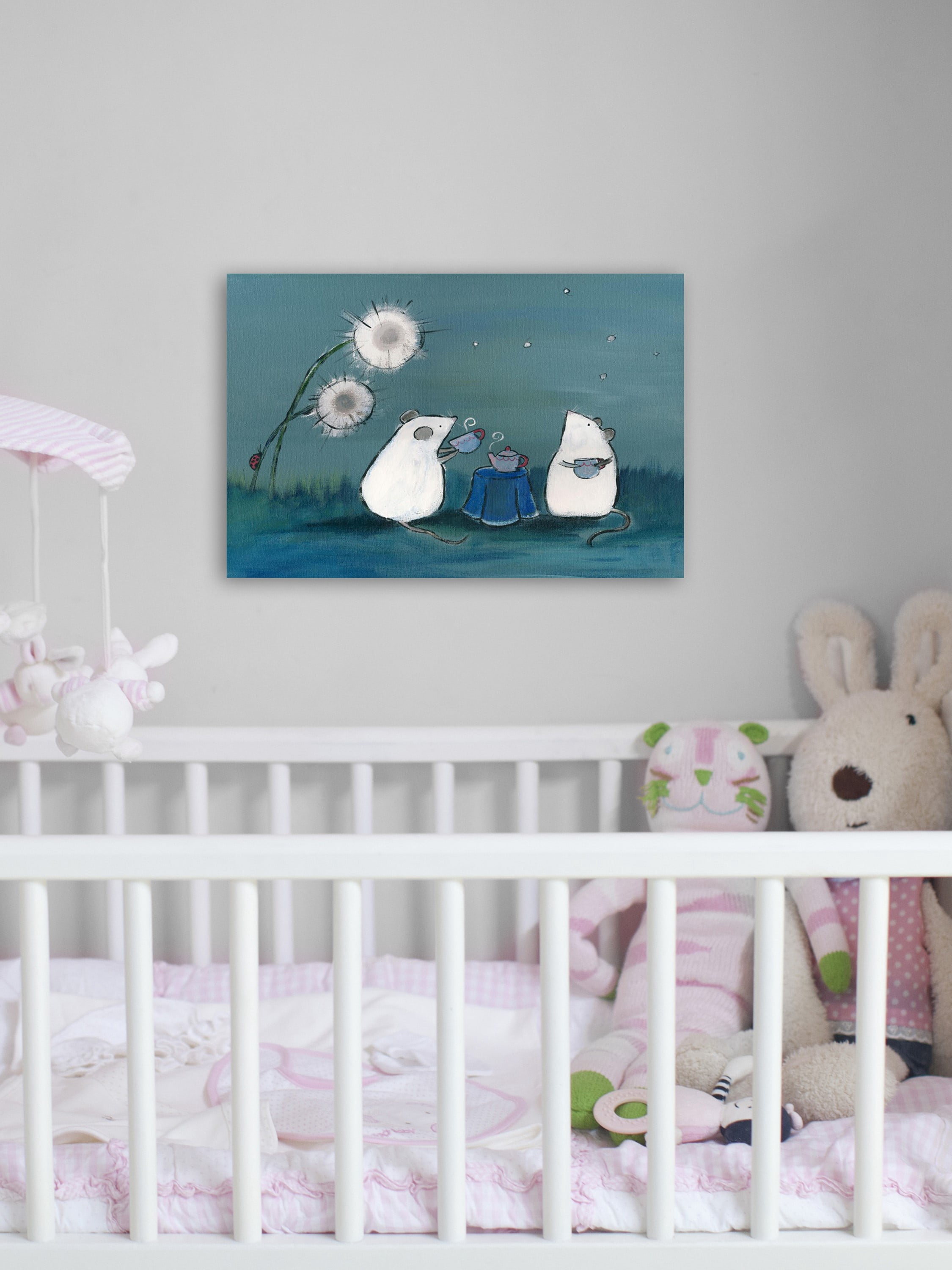 "Andrea Mouse Tea Party" Painting Print on Wrapped Canvas