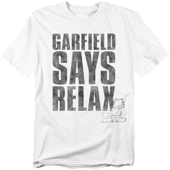 Garfield Garfield Says Relax Distressed Unisex Adult T Shirt (2X-Large) White