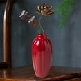 thumbnail image 4 of Florero rojo de cerámica, floreros decorativos, florero de cerámica de escritorio, florero rojo pequeño para estantería, 4 of 8