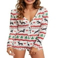 thumbnail image 1 of PENGXIANG Femmes Imprimé Pyjamas à Manches Longues Shorts Bodycon Combinaisons, 1 of 6