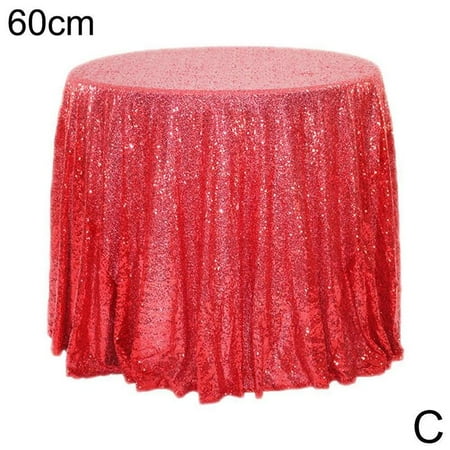 

Round 60Cm Glitter Sequin Tablecloth Glitter Topper Tablecloth Wedding Q0E8