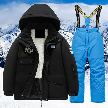 CHUOU Children s Ski Suit Multi Pocket Jacket And Pants Winter Windbroof Snowboarding Unisex Kid Winter Warm Snow Suits