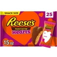 thumbnail image 2 of REESE'S Milk Chocolate Snack Size Peanut Butter Hearts, Valentine's Candy Bag, 15 oz (25 Pieces), 2 of 2