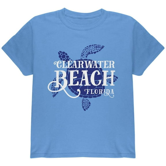 Summer Sun Sea Turtle Clearwater Beach Youth T Shirt Carolina Blue YMD