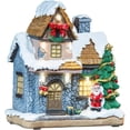 thumbnail image 1 of Adornos navideños, regalos navideños, casita navideña decorada con Papá Noel, iluminación LED, funciona con pilas ER, 1 of 5