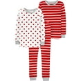 thumbnail image 1 of Ensemble de Pyjama en Coton Ajusté 3 Pcs pour Enfants, Rayé/cœurs, 6, 1 of 3