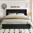 thumbnail image 2 of Einfach King Size Lift up Platform Storage Bed Frame with Velvet Upholstered Wingback Panel Headboard, Black, 2 of 10