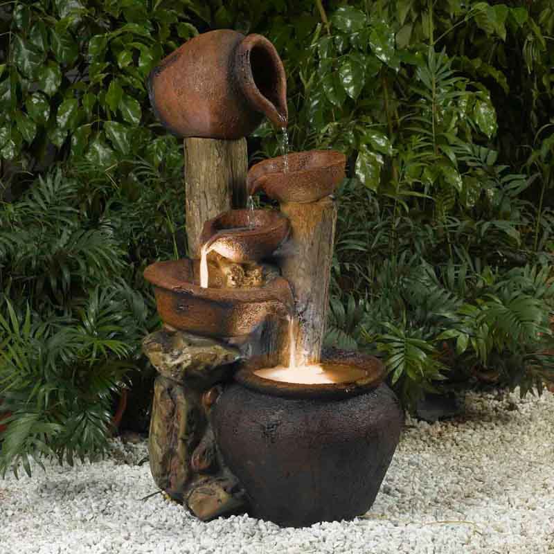 Jeco Pentole Pot Indoor Outdoor Fountain with Illumination by Fountain Cellar