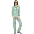 thumbnail image 2 of Bimba Women's Sleepwear Full Sleeve Green Pajama Set With Shirt Nightwear-4, 2 of 5
