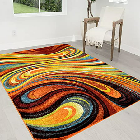 Hr Colorful Rainbow Area Rug 8x10 Rugs, Bright Colorful Rugs For Living Room