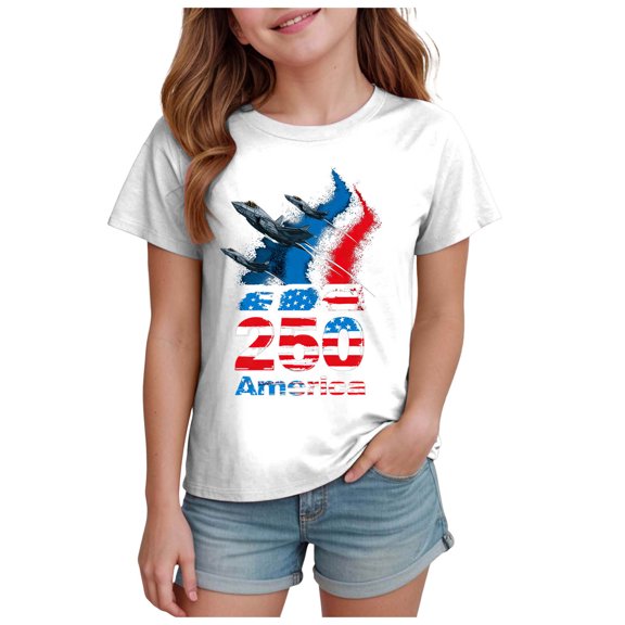 Ulanda Boys Girls 4th of July Shirt American Flag T-Shirt USA We The People Patriotic Tee for 5-14Years Unisex Kids (White, 2-3 Years)