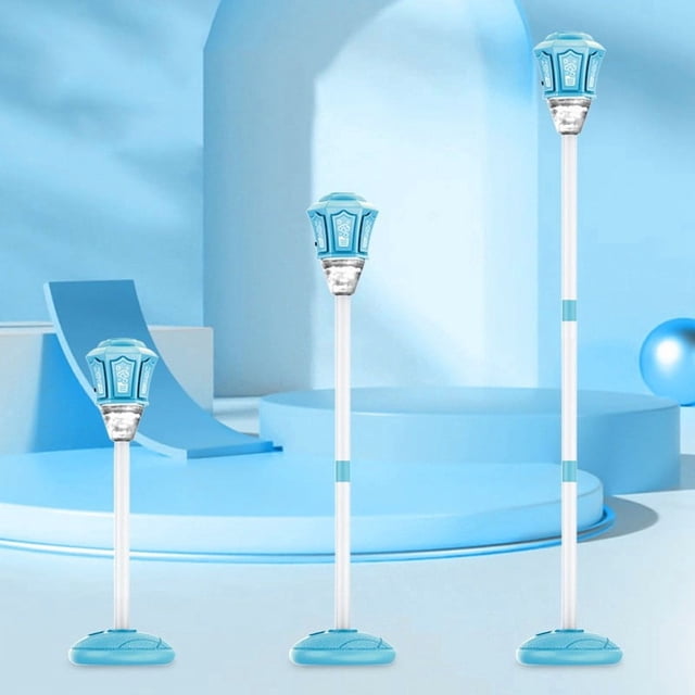Linnome Street Light Bubble Machine 2 in 1 with LED Music Remote Control Auto Blower Adjustable Height for Garden Party Blue