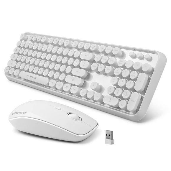 Combo de teclado y ratón inalámbricos FOPETT 104 teclas blanco
