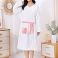 thumbnail image 7 of Kaemgyyd Robes for Women Fluffy Fuzzy V Neck Bath Robe Knee Length Bathrobe Bow Front Ladies Outfits（White,One Size）, 7 of 7