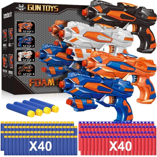 Pistolas bláster POKONBOY compatibles con Nerf con 80 dardos de espuma