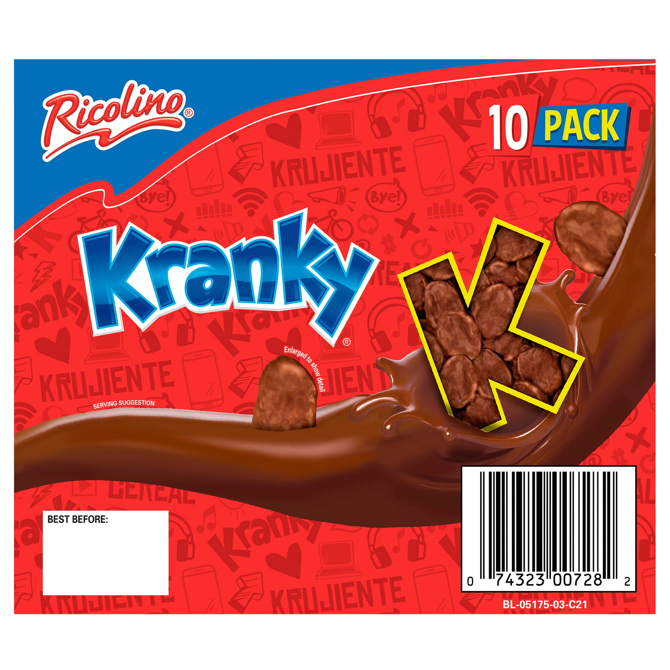 Ricolino Kranky Chocolate Covered Cornflakes, 1.41 oz, 10 Count Box