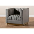 thumbnail image 5 of Baxton Studio Aveline Grey Velvet Gold Finished Armchair, 5 of 5
