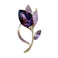 thumbnail image 2 of SmartBy Women Brooch High-Gloss Rhinestone Inlay Sparkling Tulip Design Lapel Pin Non-Slip Buckle Scarf Badge Clothing Bags Accessories, 2 of 7