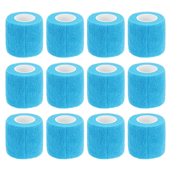 12 Rolls Adhesive Elastic Tape Elastic Bandage,2" x 5 Yards Wrap Stretch Wrist Knee Tape,Light Blue