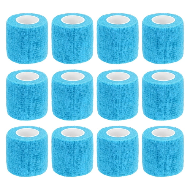 12 Rouleaux de Bande Élastique Adhésive, Bandage Élastique, 2 Pouces x 5 Yards, Bande Extensible pour Poignet et Genou, Bleu Clair