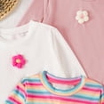 thumbnail image 4 of Faraee 3 Pack Toddler Girls Long Sleeve Shirts Baby Ribbed Layering Crew Neck Basic Tee Flower Casual Slim Fit Tops (3-4T,White), 4 of 6