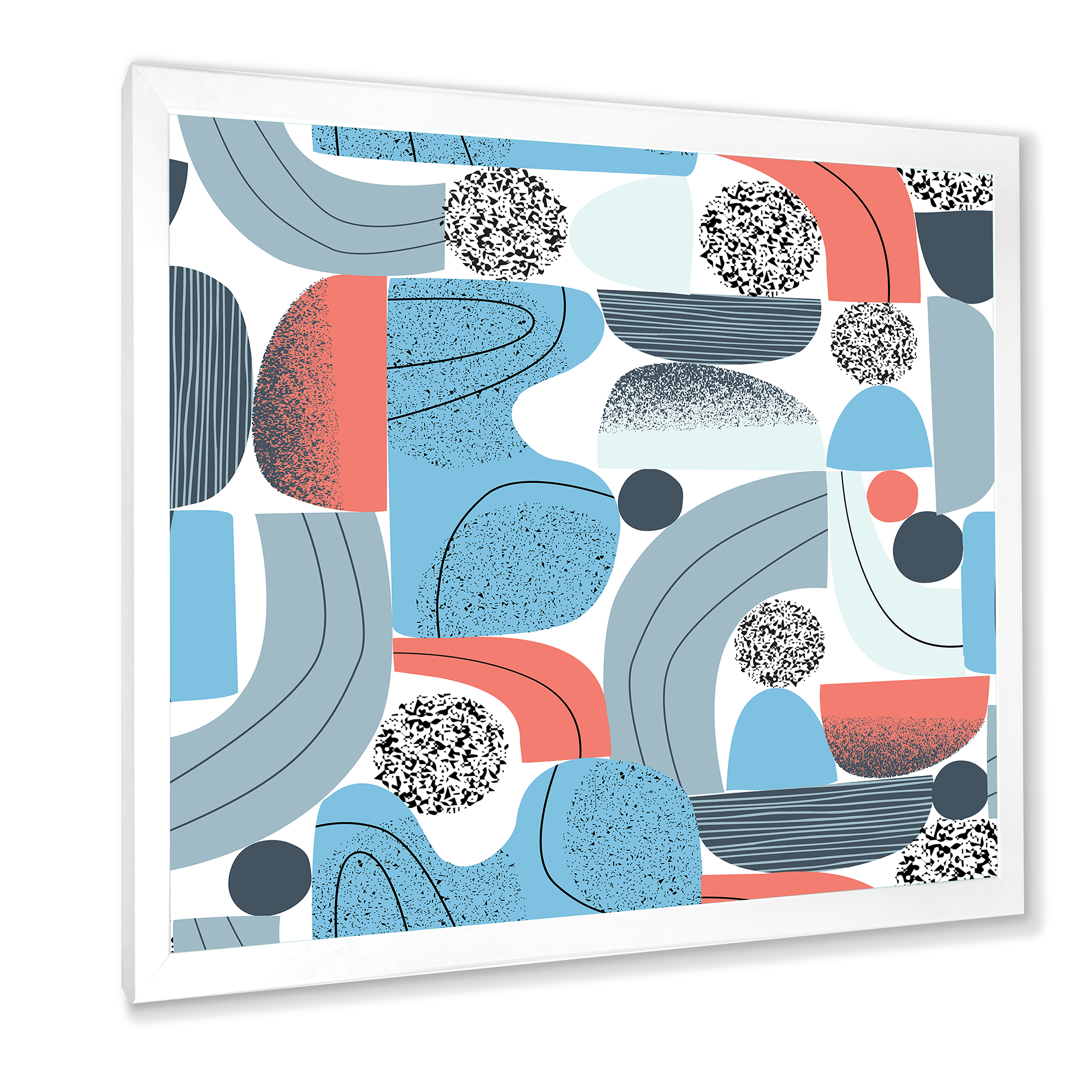 Designart 'Retro Shapes With Abstract Moons and Suns II' Modern Framed Art Print