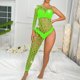 thumbnail image 2 of Gibobby Conjunto de lencería de encaje Día de San Valentín Día de San Valentín Mono de malla con pierna de una sola manga de lencería con hechos a mano para mujer(Verde, Talla única), 2 of 4