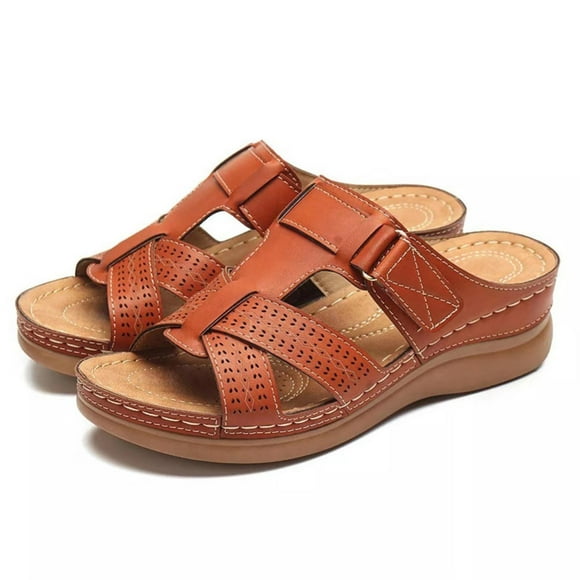 Hoshose Casual Sandals Women Dres sy Dearfoam Slippers Women Wedge Slippers Womens Slide Sandals, Brown