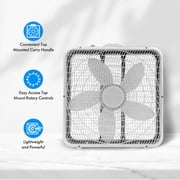 Comfort Zone 20 Box Fan with Carry Handle, White