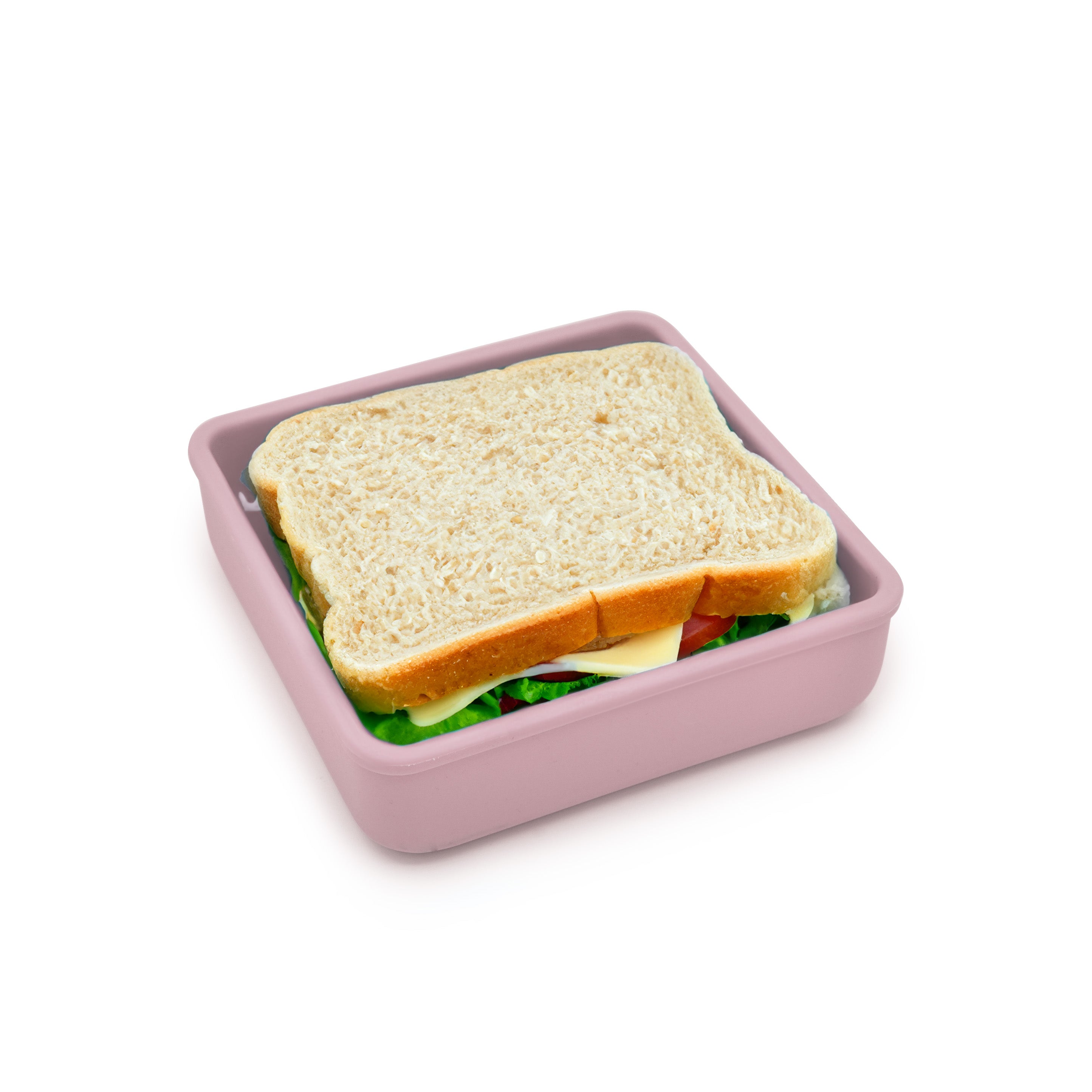 Melii Silicone Sandwich Food Storage Container, Reusable Leak-Resistant Lunch Container - Pink