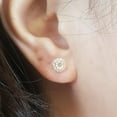 thumbnail image 2 of Dazzlingrock Collection 18K 3.5 MM Each Round Morganite & White Diamond Ladies Halo Style Stud Earrings, Rose Gold, 2 of 5