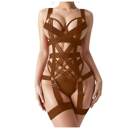 Women s Attractive Lingerie 1 PC Sexy Crotchless Lingerie for Women Curvy Girl Lingerie XL