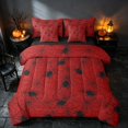 thumbnail image 2 of Homewish Spider Web Queen Bedding, Happy Halloween Bedding Comforter Set Queen, Bright Red, Black Reversible 7 Pieces, 2 of 7