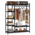 thumbnail image 4 of Fnova Clothes Rack with Shelf, Freestanding Closet Organizer, Heavy Duty Industrial Hall Tree Garments Rack for Small Space, Bedroom, Black, 4 of 13