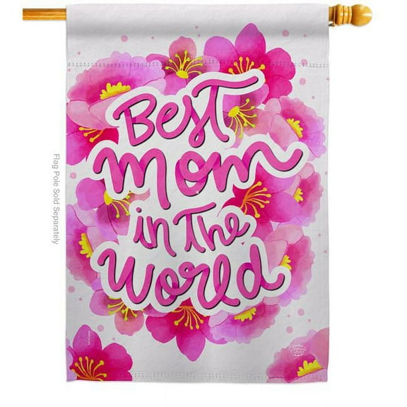 Ornament Collection H192525-BO Best Mom Family Mother Day 28 x 40 in. Double-Sided Decorative Vertical House Flags for Decoration Banner Garden Yard Gift