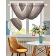 thumbnail image 3 of Brown Beige Ombre Sheer Waterfall Valance Curtains for Window, Farmhouse Vintage Wooden Striped Rod Pocket Sheer Topper Swag Curtains for Living Room, Kitchen 38.5"W x 47.2"L, 1 Panel, 3 of 7