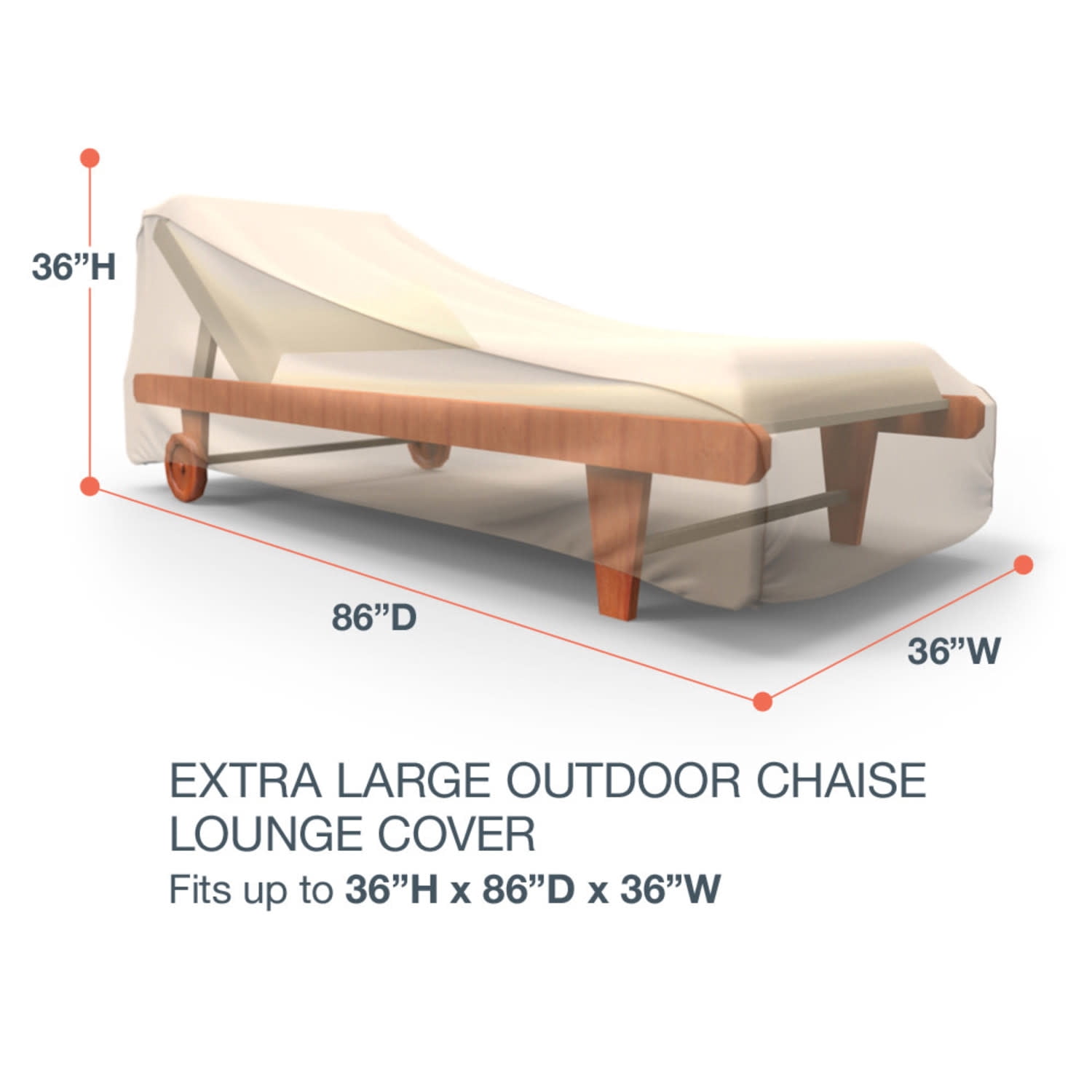 Budge XLarge Tan Patio Chaise Cover, StormBlock™ Savanna