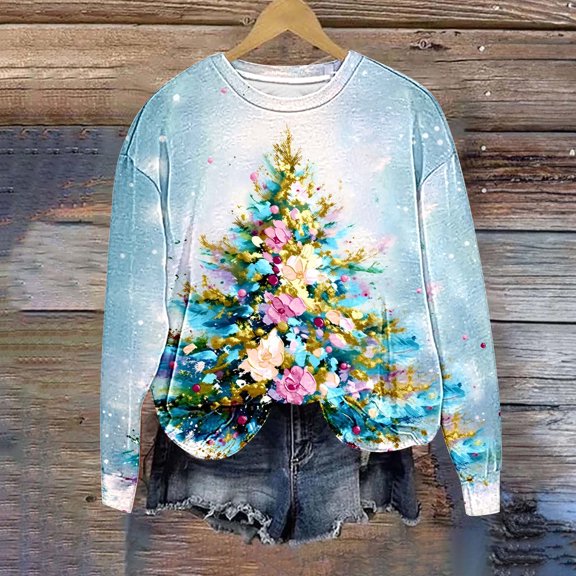 Craaazy Women's Christmas Oversized Sweatshirt Long Sleeve Crewneck Pullover Loose Xmas Tops Gifts